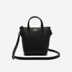 Women Lacoste V0ZN2820 Black 000 L.12.12 Concept Petit Pique Coated Canvas Mini Zip Tote Bag - Image 3