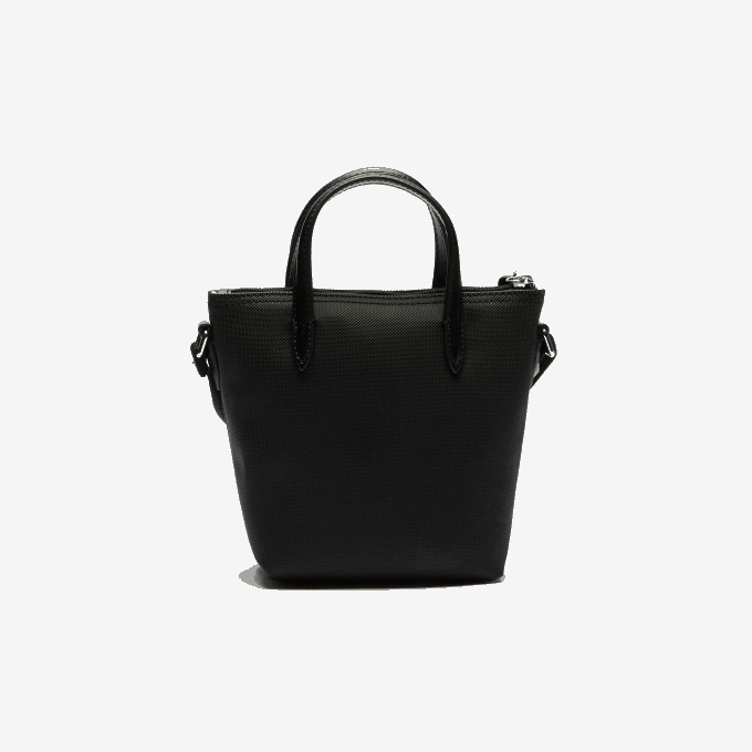 Women Lacoste V0ZN2820 Black 000 L.12.12 Concept Petit Pique Coated Canvas Mini Zip Tote Bag - Image 4