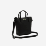 Women Lacoste V0ZN2820 Black 000 L.12.12 Concept Petit Pique Coated Canvas Mini Zip Tote Bag - Image 5