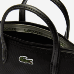 Women Lacoste V0ZN2820 Black 000 L.12.12 Concept Petit Pique Coated Canvas Mini Zip Tote Bag - Image 6