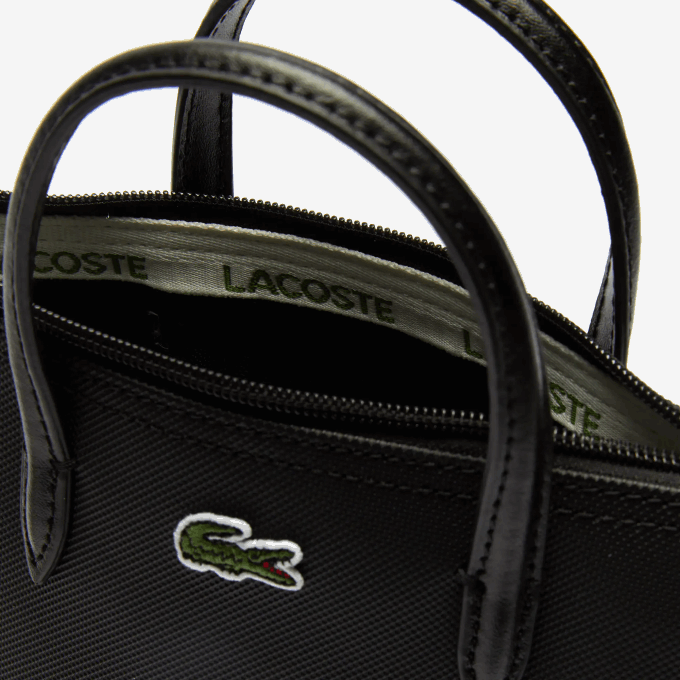 Women Lacoste V0ZN2820 Black 000 L.12.12 Concept Petit Pique Coated Canvas Mini Zip Tote Bag - Image 6