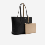 Women Lacoste V0ZN2824 Noir Krema A91 Anna Reversible Bicolor Tote Bag - Image 5