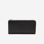 Women Lacoste V0ZN2827 Black 000 Chantaco Zippered Matte Pique Leather Wallet