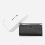 Women Lacoste V0ZN2827 Black 000 Chantaco Zippered Matte Pique Leather Wallet - Image 4