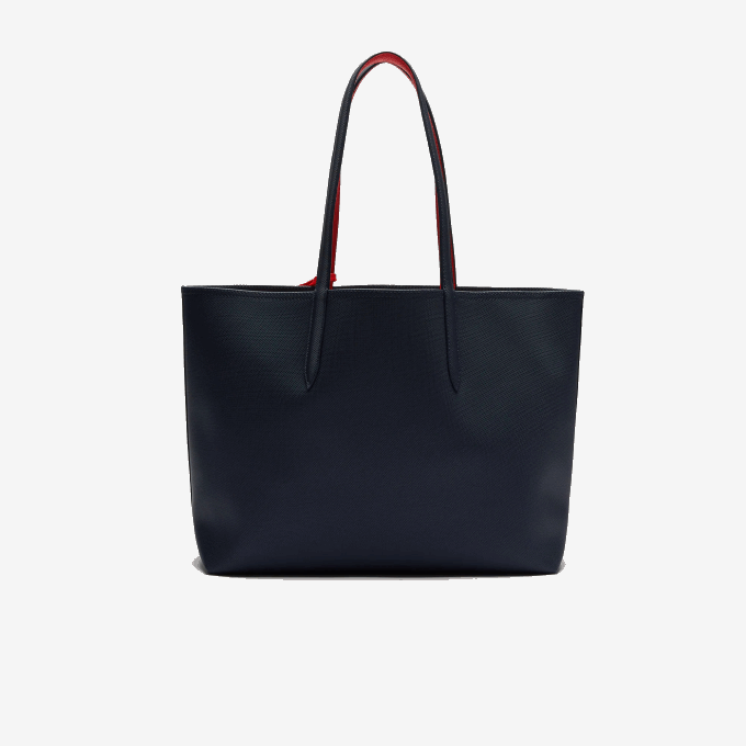Women Lacoste V0ZN2828 Marine 166 Rouge 240 B50 Anna Reversible Bicolor Tote Bag - Image 3