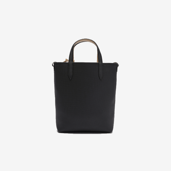 Women Lacoste V0ZN2830 Noir Krema A91 Anna Reversible Coated Canvas Tote Bag - Image 4