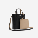 Women Lacoste V0ZN2830 Noir Krema A91 Anna Reversible Coated Canvas Tote Bag - Image 5