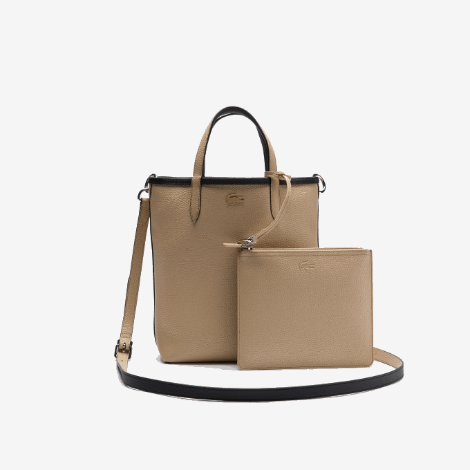 Women Lacoste V0ZN2830 Noir Krema A91 Anna Reversible Coated Canvas Tote Bag - Image 7