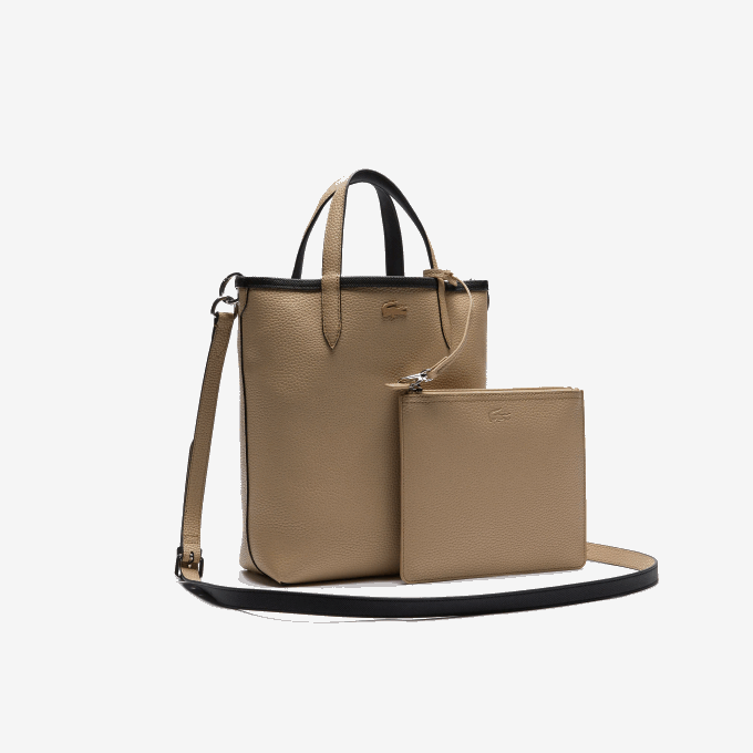 Women Lacoste V0ZN2830 Noir Krema A91 Anna Reversible Coated Canvas Tote Bag - Image 9