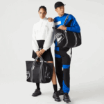 Women Lacoste V0ZN2839 Noir Blanc 279 Contrast Print Collapsible Weekend Bag