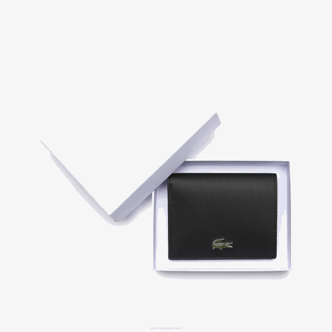 Women Lacoste V0ZN2840 Noir Krema A91 Anna Small Snap Folding Wallet - Image 3