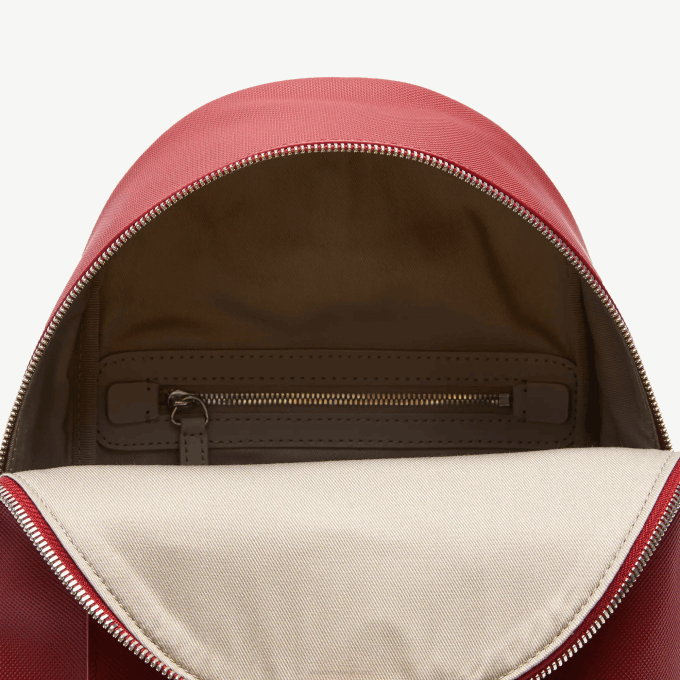 Women Lacoste V0ZN2845 Bordeaux C88 Daily Classic Coated Pique Canvas Backpack - Image 3