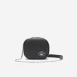 Women Lacoste V0ZN2853 Black 000 Small Grained Leather Crossover Bag