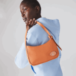 Women Lacoste V0ZN2855 Poterie K20 Metal Plate Grained Leather Shoulder Bag