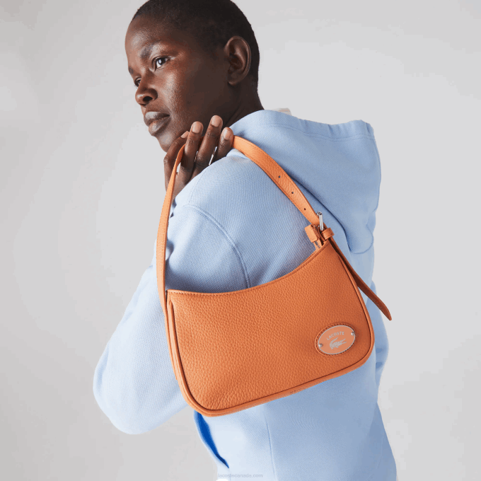 women_lacoste_v0zn2855_poterie_k20_metal_plate_grained_leather_shoulder_bag.png Women Lacoste V0ZN2855 Poterie K20 Metal Plate Grained Leather Shoulder Bag - Image 1