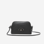 Women Lacoste V0ZN2864 Black 000 Grained Leather Dome Crossover Bag - Image 2