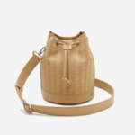 Women Lacoste V0ZN2869 Viennois Beige L01 Monogram Print Bucket Bag