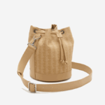 Women Lacoste V0ZN2869 Viennois Beige L01 Monogram Print Bucket Bag - Image 3