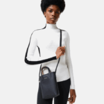 Women Lacoste V0ZN2871 Noir Krema A91 Anna Signature Petit Pique Reversible Shoulder Bag