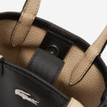 Women Lacoste V0ZN2871 Noir Krema A91 Anna Signature Petit Pique Reversible Shoulder Bag - Image 6