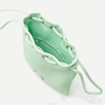 Women Lacoste V0ZN2874 Ash K93 Vertical Grained Leather Shoulder Pouch - Image 5