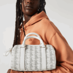 Women Lacoste V0ZN2878 Farine Sinople F89 Monogram Print Boston Bag