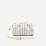 Women Lacoste V0ZN2878 Farine Sinople F89 Monogram Print Boston Bag - Image 3