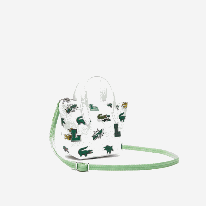 Women Lacoste V0ZN2883 Blanc Croc Allover L05 Comic Print Nano Bag - Image 4