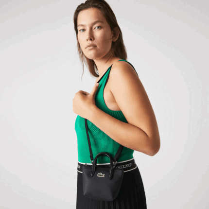 Women Lacoste V0ZN2886 Black 000 L.12.12 Detachable Shoulder Strap Shopping Bag