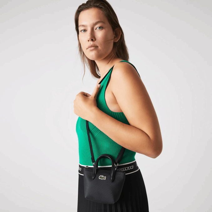 Women Lacoste V0ZN2886 Black 000 L.12.12 Detachable Shoulder Strap Shopping Bag - Image 1