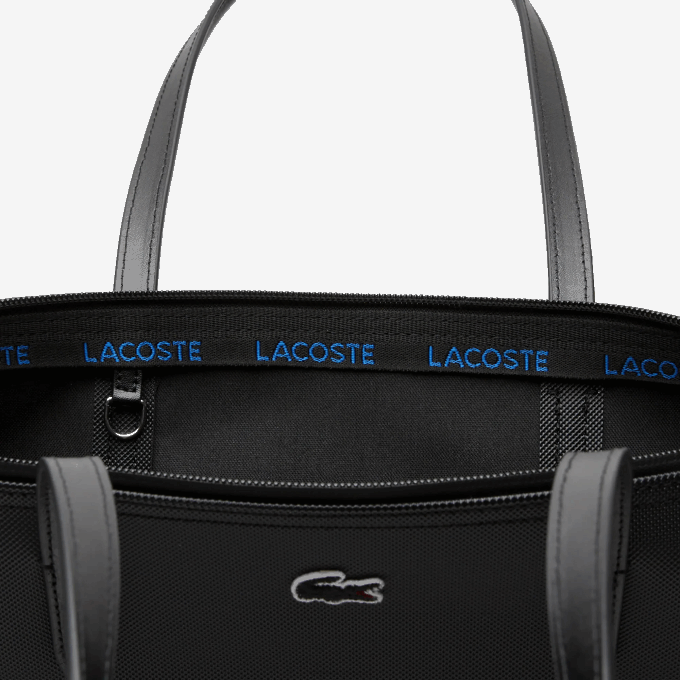 Women Lacoste V0ZN2890 Noir Marina Blanc K35 Contrast Color-Block Stripes Shopping Bag - Image 5