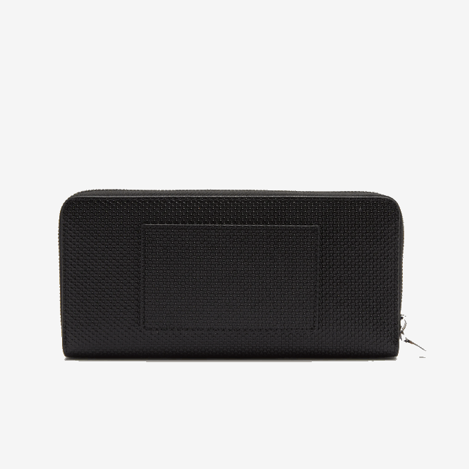 Women Lacoste V0ZN2891 Black 000 Chantaco Zipped Pique Leather Large Wallet - Image 2