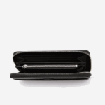 Women Lacoste V0ZN2891 Black 000 Chantaco Zipped Pique Leather Large Wallet - Image 3
