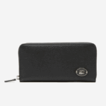 Women Lacoste V0ZN2895 Black 000 Metal Plate Zip Wallet