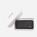 Women Lacoste V0ZN2895 Black 000 Metal Plate Zip Wallet - Image 4