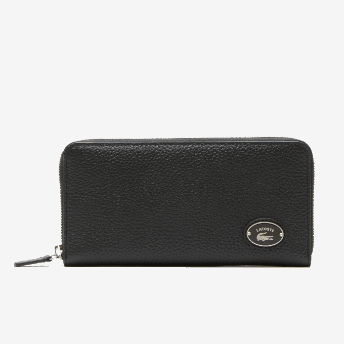 women_lacoste_v0zn2895_black_000_metal_plate_zip_wallet.png Women Lacoste V0ZN2895 Black 000 Metal Plate Zip Wallet - Image 1