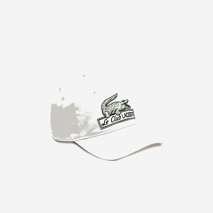 Women Lacoste V0ZN2897 White 70V Vintage Croc Print Cap - Image 1