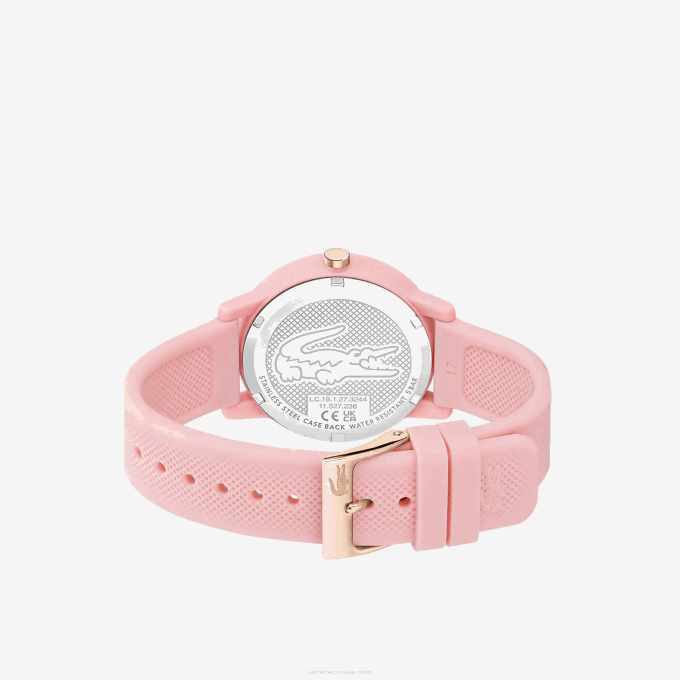 Women Lacoste V0ZN2909 Pink 000 12.12 Pink Silicone Strap Watch - Image 3