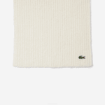 Women Lacoste V0ZN2911 White XFJ Large Ribbed Wool Scarf - Image 2