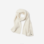 Women Lacoste V0ZN2911 White XFJ Large Ribbed Wool Scarf