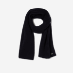 Women Lacoste V0ZN2912 Navy Blue 166 Large Ribbed Wool Scarf