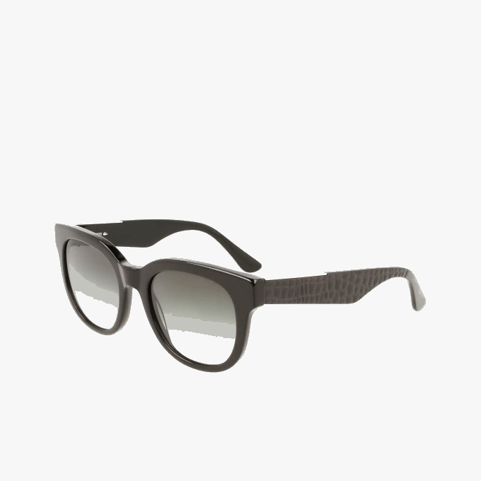 Women Lacoste V0ZN2920 Matt Black 001 Oval Acetate Croco Skin Sunglasses - Image 4