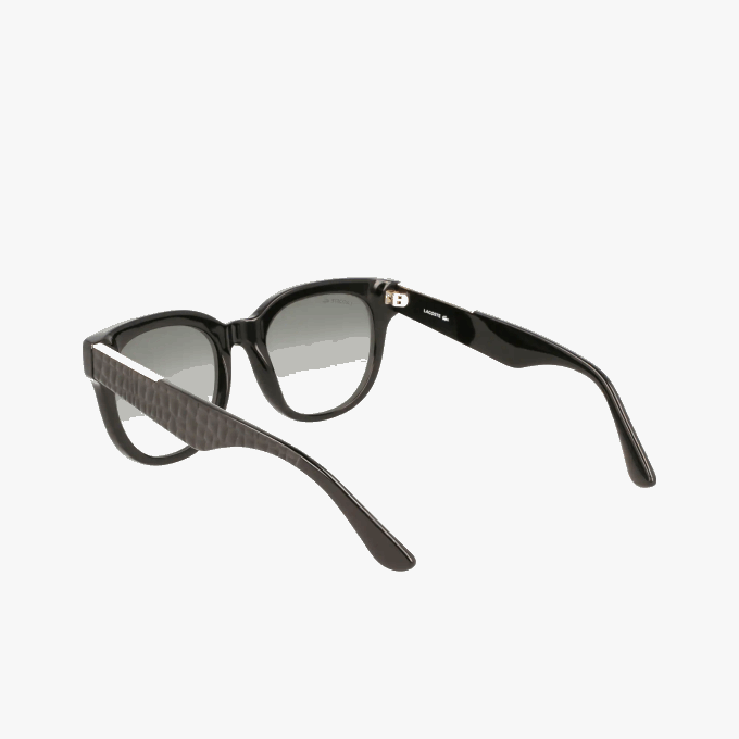 Women Lacoste V0ZN2920 Matt Black 001 Oval Acetate Croco Skin Sunglasses - Image 6