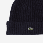 Women Lacoste V0ZN2921 Navy Blue 166 Ribbed Knit Beanie - Image 2