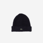 Women Lacoste V0ZN2921 Navy Blue 166 Ribbed Knit Beanie