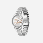 Women Lacoste V0ZN2923 Black 000 Ladycroc 3 Hands Watch - Silver With Stainless Steel Bracelet - Image 2