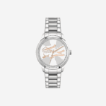 Women Lacoste V0ZN2923 Black 000 Ladycroc 3 Hands Watch - Silver With Stainless Steel Bracelet
