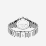 Women Lacoste V0ZN2923 Black 000 Ladycroc 3 Hands Watch - Silver With Stainless Steel Bracelet - Image 3