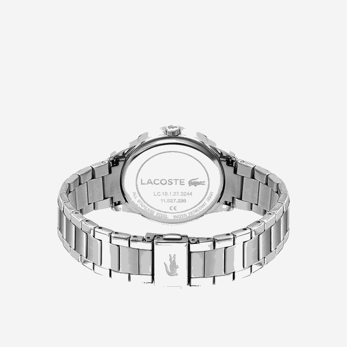 Women Lacoste V0ZN2923 Black 000 Ladycroc 3 Hands Watch - Silver With Stainless Steel Bracelet - Image 3