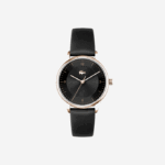Women Lacoste V0ZN2924 Black 000 Club3 Hands Watch - Black With Leather Strap - Image 2